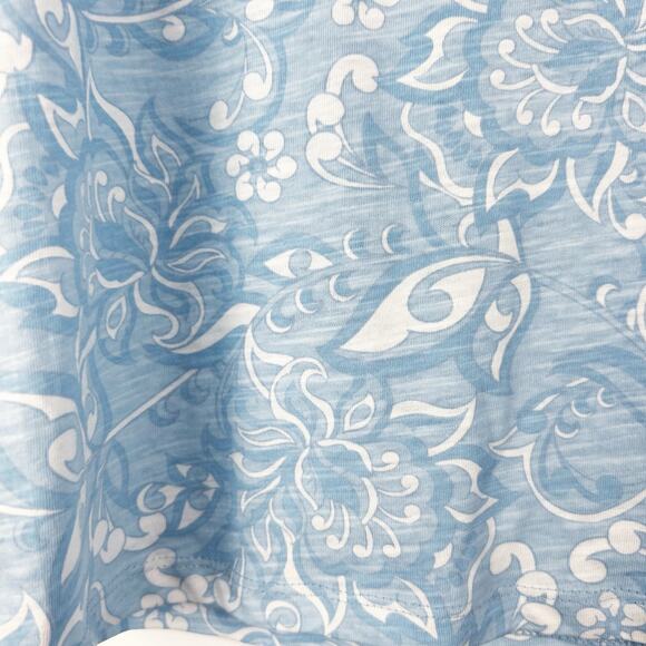 C&C California Blue Floral V Neck Top Logoed 100% Cotton Womens Size Small - Picture 12 of 12